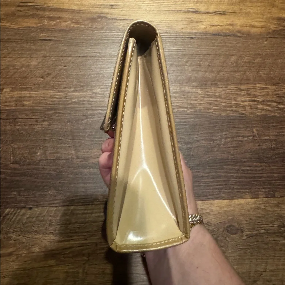 Salvatore Ferragamo Tan Leather Pouch/Clutch with Silver Hardware
